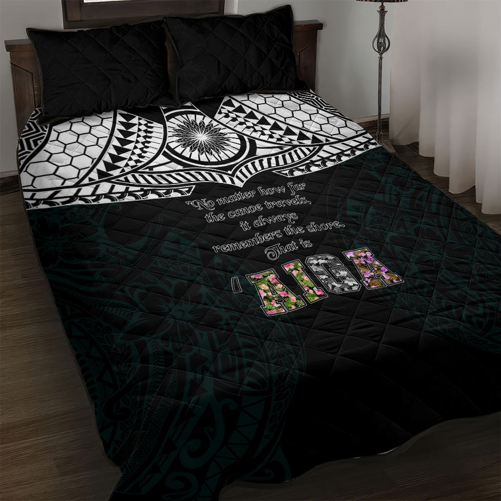 AIGA Always In Gods Arms Samoa Quilt Bed Set Polynesian Tribal Tattoo Art Family Heritage Faith TS04 Black White - Polynesian Pride