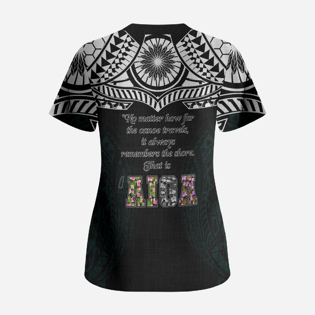AIGA Always In Gods Arms Samoa Scrub Top Polynesian Tribal Tattoo Art Family Heritage Faith TS04 - Polynesian Pride