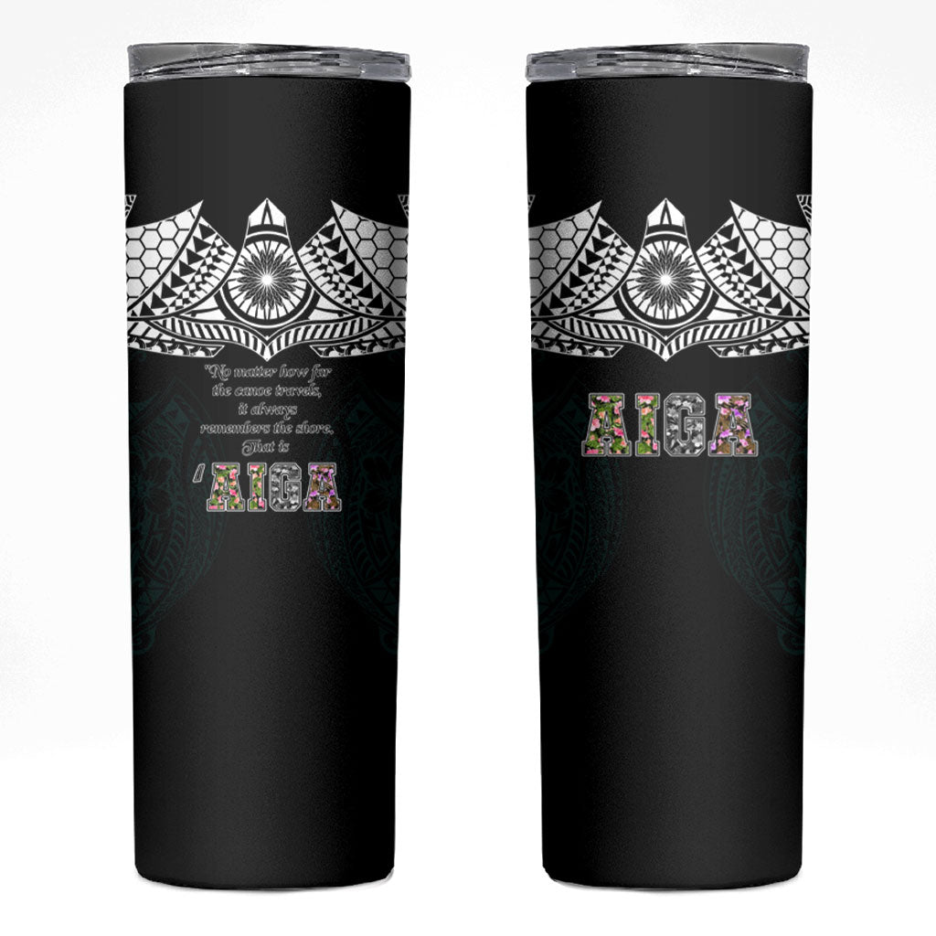 AIGA Always In Gods Arms Samoa Skinny Tumbler Polynesian Tribal Tattoo Art Family Heritage Faith TS04 Black White - Polynesian Pride
