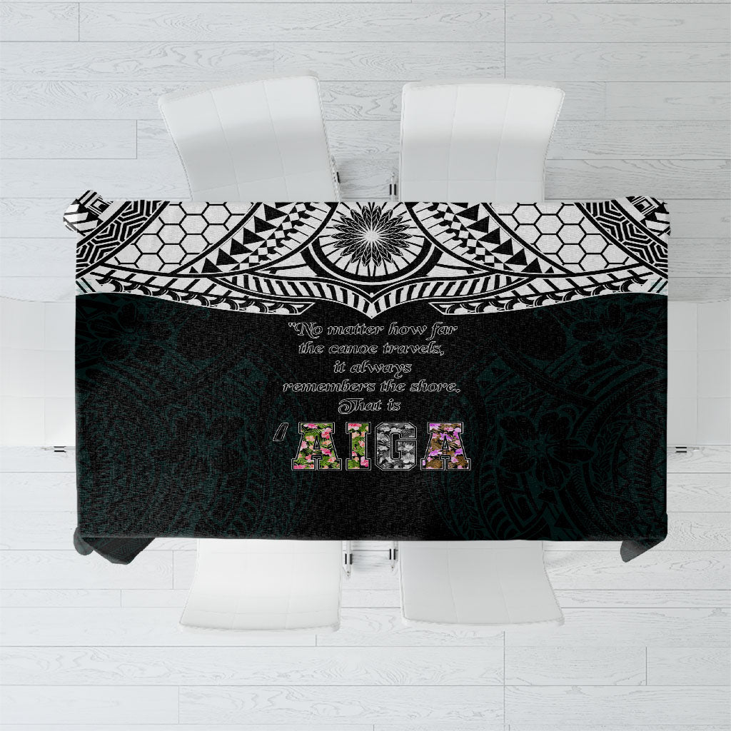 AIGA Always In Gods Arms Samoa Tablecloth Polynesian Tribal Tattoo Art Family Heritage Faith TS04 Black White - Polynesian Pride