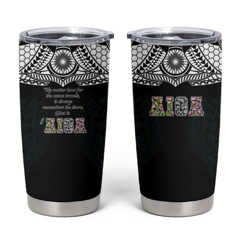 AIGA Always In Gods Arms Samoa Tumbler Cup Polynesian Tribal Tattoo Art Family Heritage Faith TS04 Black White - Polynesian Pride