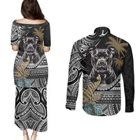 Polynesian Pitbull Couples Matching Puletasi Dress and Long Sleeve Button Shirts Polynesian Pattern And Pitbull TS04 - Polynesian Pride
