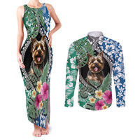 Polynesian Yorkshire Terrier Couples Matching Tank Maxi Dress and Long Sleeve Button Shirts Polynesian Pattern And Yorkshire Terrier TS04 Multicolor - Polynesian Pride