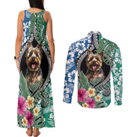 Polynesian Yorkshire Terrier Couples Matching Tank Maxi Dress and Long Sleeve Button Shirts Polynesian Pattern And Yorkshire Terrier TS04 - Polynesian Pride