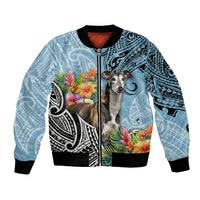 Polynesian Greyhound Bomber Jacket Polynesian Pattern And Greyhound TS04 Unisex Cyan - Polynesian Pride