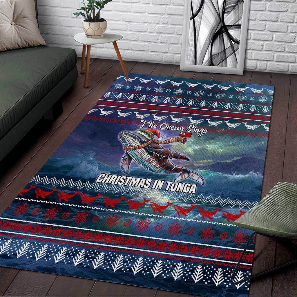 Tonga Christmas Area Rug with Singing Whale Ocean Scene National Coat of Arms TS04 Multicolor - Polynesian Pride