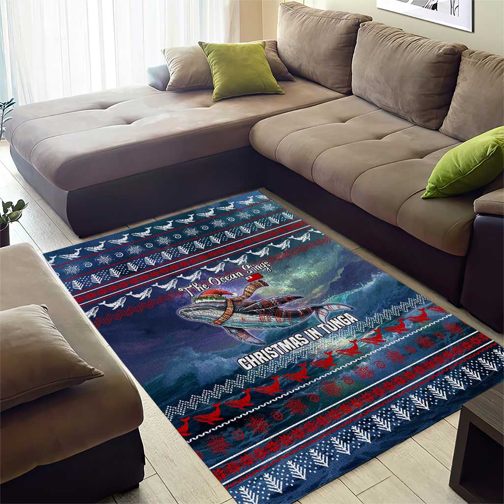 Tonga Christmas Area Rug with Singing Whale Ocean Scene National Coat of Arms TS04 - Polynesian Pride