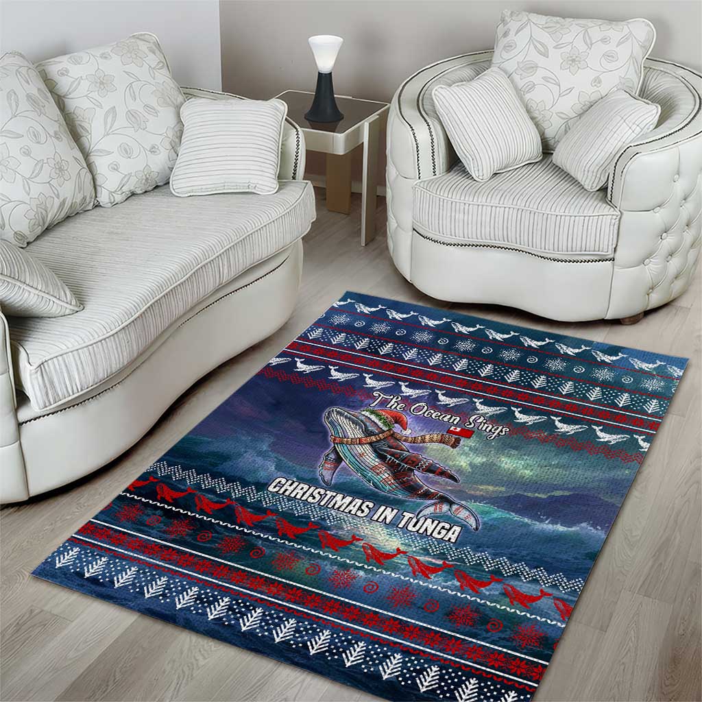 Tonga Christmas Area Rug with Singing Whale Ocean Scene National Coat of Arms TS04 - Polynesian Pride