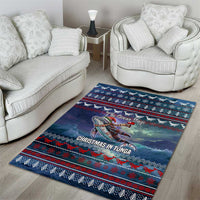 Tonga Christmas Area Rug with Singing Whale Ocean Scene National Coat of Arms TS04 - Polynesian Pride