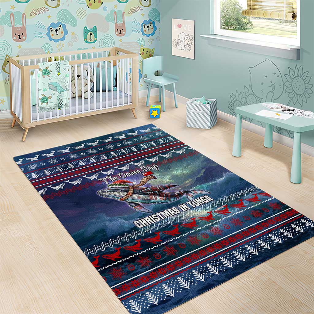 Tonga Christmas Area Rug with Singing Whale Ocean Scene National Coat of Arms TS04 - Polynesian Pride