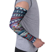 Tonga Christmas Arm Sleeves with Singing Whale Ocean Scene National Coat of Arms TS04 - Polynesian Pride