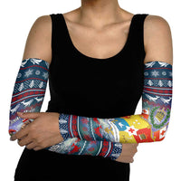 Tonga Christmas Arm Sleeves with Singing Whale Ocean Scene National Coat of Arms TS04 - Polynesian Pride