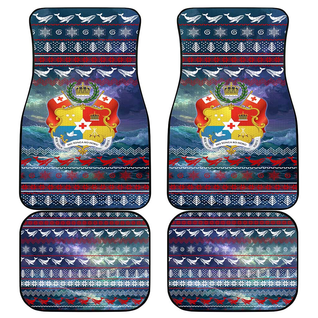 Tonga Christmas Car Mats with Singing Whale Ocean Scene National Coat of Arms TS04 - Polynesian Pride