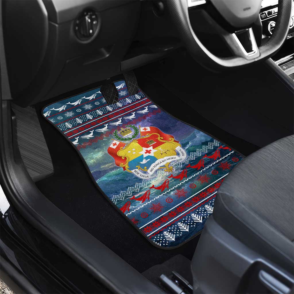 Tonga Christmas Car Mats with Singing Whale Ocean Scene National Coat of Arms TS04 - Polynesian Pride
