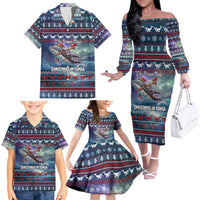 Tonga Christmas Family Matching Off The Shoulder Long Sleeve Dress and Hawaiian Shirt with Singing Whale Ocean Scene National Coat of Arms TS04 - Polynesian Pride