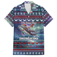 Tonga Christmas Family Matching Off The Shoulder Long Sleeve Dress and Hawaiian Shirt with Singing Whale Ocean Scene National Coat of Arms TS04 Dad's Shirt - Short Sleeve Multicolor - Polynesian Pride