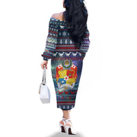 Tonga Christmas Family Matching Off The Shoulder Long Sleeve Dress and Hawaiian Shirt with Singing Whale Ocean Scene National Coat of Arms TS04 - Polynesian Pride