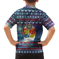 Tonga Christmas Family Matching Off Shoulder Maxi Dress and Hawaiian Shirt with Singing Whale Ocean Scene National Coat of Arms TS04 - Polynesian Pride