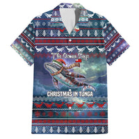 Tonga Christmas Family Matching Off Shoulder Maxi Dress and Hawaiian Shirt with Singing Whale Ocean Scene National Coat of Arms TS04 Dad's Shirt - Short Sleeve Multicolor - Polynesian Pride