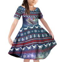 Tonga Christmas Family Matching Off Shoulder Short Dress and Hawaiian Shirt with Singing Whale Ocean Scene National Coat of Arms TS04 Daughter's Dress Multicolor - Polynesian Pride
