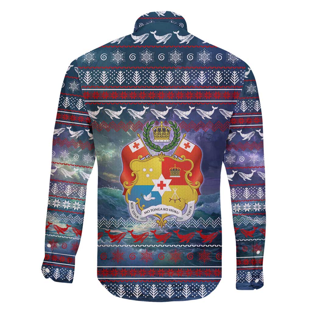 Tonga Christmas Family Matching Off Shoulder Short Dress and Hawaiian Shirt with Singing Whale Ocean Scene National Coat of Arms TS04 - Polynesian Pride