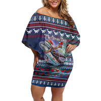 Tonga Christmas Family Matching Off Shoulder Short Dress and Hawaiian Shirt with Singing Whale Ocean Scene National Coat of Arms TS04 Mom's Dress Multicolor - Polynesian Pride
