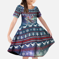 Tonga Christmas Family Matching Short Sleeve Bodycon Dress and Hawaiian Shirt with Singing Whale Ocean Scene National Coat of Arms TS04 Daughter's Dress Multicolor - Polynesian Pride
