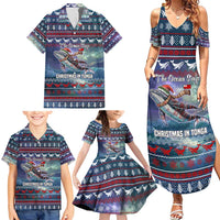 Tonga Christmas Family Matching Summer Maxi Dress and Hawaiian Shirt with Singing Whale Ocean Scene National Coat of Arms TS04 - Polynesian Pride