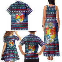 Tonga Christmas Family Matching Tank Maxi Dress and Hawaiian Shirt with Singing Whale Ocean Scene National Coat of Arms TS04 - Polynesian Pride