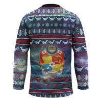 Tonga Christmas Hockey Jersey with Singing Whale Ocean Scene National Coat of Arms - Polynesian Pride