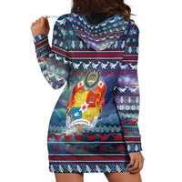 Tonga Christmas Hoodie Dress with Singing Whale Ocean Scene National Coat of Arms TS04 - Polynesian Pride