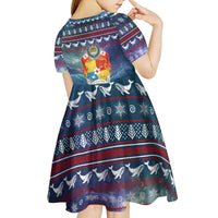 Tonga Christmas Kid Short Sleeve Dress with Singing Whale Ocean Scene National Coat of Arms TS04 - Polynesian Pride