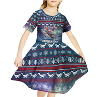 Tonga Christmas Kid Short Sleeve Dress with Singing Whale Ocean Scene National Coat of Arms TS04 - Polynesian Pride