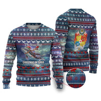Tonga Christmas Ugly Christmas Sweater with Singing Whale Ocean Scene National Coat of Arms TS04 Multicolor - Polynesian Pride