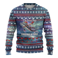 Tonga Christmas Ugly Christmas Sweater with Singing Whale Ocean Scene National Coat of Arms TS04 - Polynesian Pride