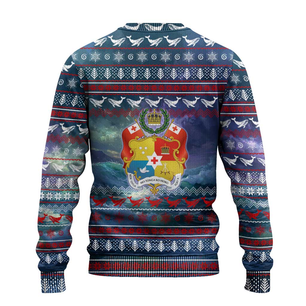 Tonga Christmas Ugly Christmas Sweater with Singing Whale Ocean Scene National Coat of Arms TS04 - Polynesian Pride