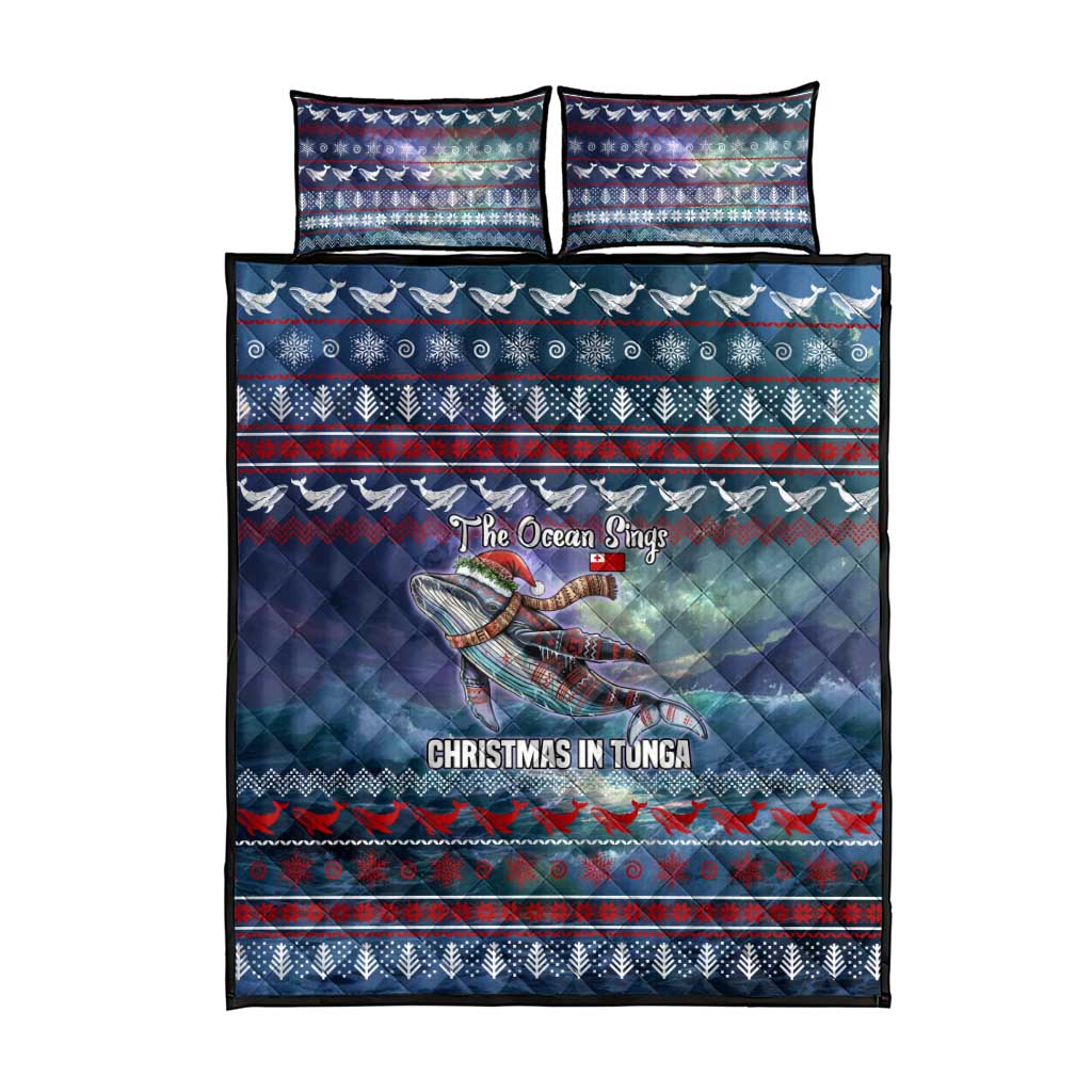 Tonga Christmas Quilt Bed Set with Singing Whale Ocean Scene National Coat of Arms TS04 - Polynesian Pride