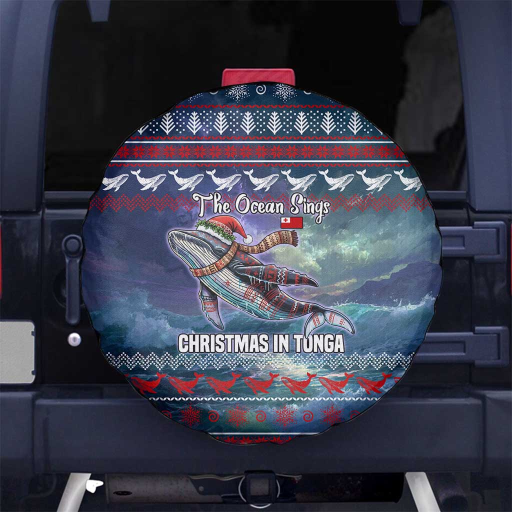 Tonga Christmas Spare Tire Cover with Singing Whale Ocean Scene National Coat of Arms TS04 No hole Multicolor - Polynesian Pride