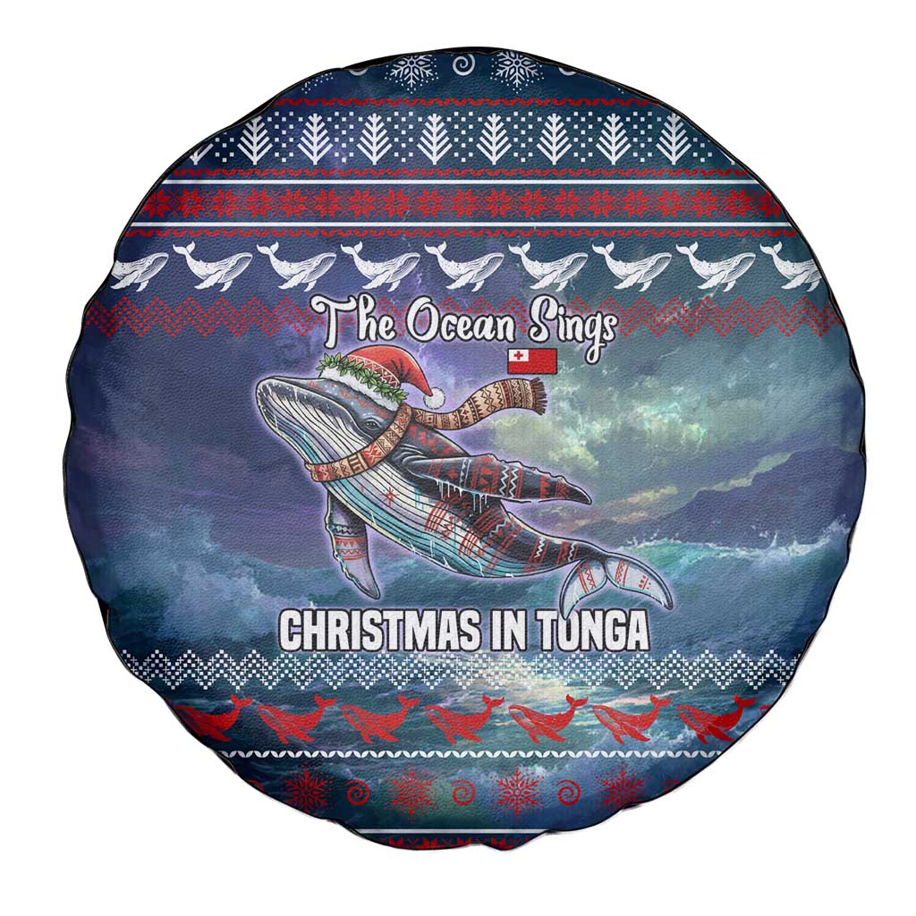 Tonga Christmas Spare Tire Cover with Singing Whale Ocean Scene National Coat of Arms TS04 - Polynesian Pride