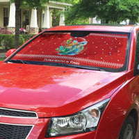 Tonga Christmas Auto Sun Shade with Sea Turtle Coral Reef Design Snowflake Pattern and National Emblem - Polynesian Pride