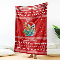 Tonga Christmas Blanket with Sea Turtle Coral Reef Design Snowflake Pattern and National Emblem TS04 - Polynesian Pride