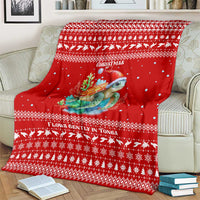 Tonga Christmas Blanket with Sea Turtle Coral Reef Design Snowflake Pattern and National Emblem TS04 - Polynesian Pride