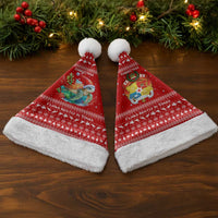 Tonga Christmas Santa Hat with Sea Turtle Coral Reef Design Snowflake Pattern and National Emblem TS04 - Polynesian Pride