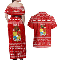 Tonga Christmas Couples Matching Off Shoulder Maxi Dress and Hawaiian Shirt with Sea Turtle Coral Reef Design Snowflake Pattern and National Emblem TS04 - Polynesian Pride