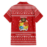Tonga Christmas Family Matching Off The Shoulder Long Sleeve Dress and Hawaiian Shirt with Sea Turtle Coral Reef Design Snowflake Pattern and National Emblem TS04 - Polynesian Pride