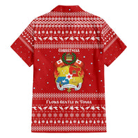 Tonga Christmas Family Matching Off Shoulder Maxi Dress and Hawaiian Shirt with Sea Turtle Coral Reef Design Snowflake Pattern and National Emblem TS04 - Polynesian Pride