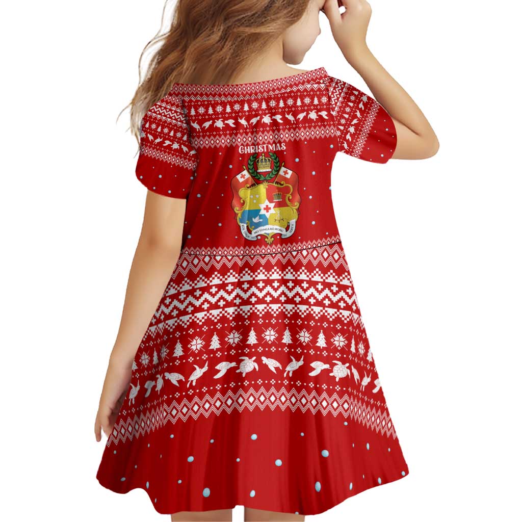 Tonga Christmas Family Matching Puletasi and Hawaiian Shirt with Sea Turtle Coral Reef Design Snowflake Pattern and National Emblem TS04 - Polynesian Pride