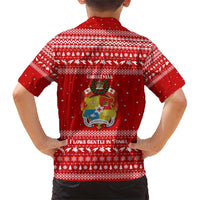 Tonga Christmas Family Matching Short Sleeve Bodycon Dress and Hawaiian Shirt with Sea Turtle Coral Reef Design Snowflake Pattern and National Emblem TS04 - Polynesian Pride