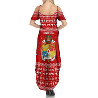Tonga Christmas Family Matching Summer Maxi Dress and Hawaiian Shirt with Sea Turtle Coral Reef Design Snowflake Pattern and National Emblem TS04 - Polynesian Pride