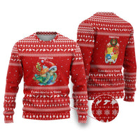 Tonga Christmas Ugly Christmas Sweater with Sea Turtle Coral Reef Design Snowflake Pattern and National Emblem TS04 Red White - Polynesian Pride